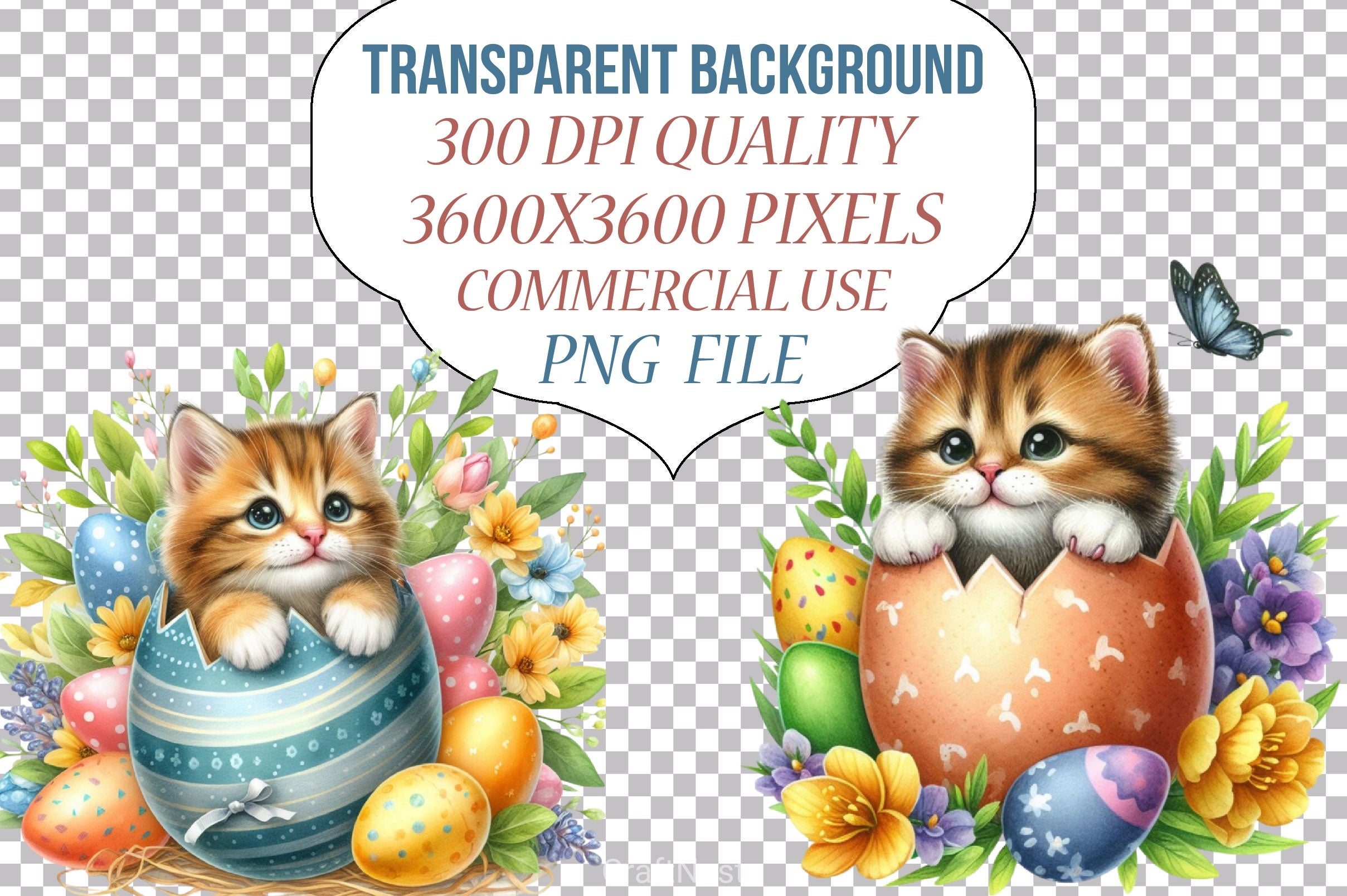 Easter Cat Peeking Clipart Bundle 2 - CraftNest - Digital Crafting and Art