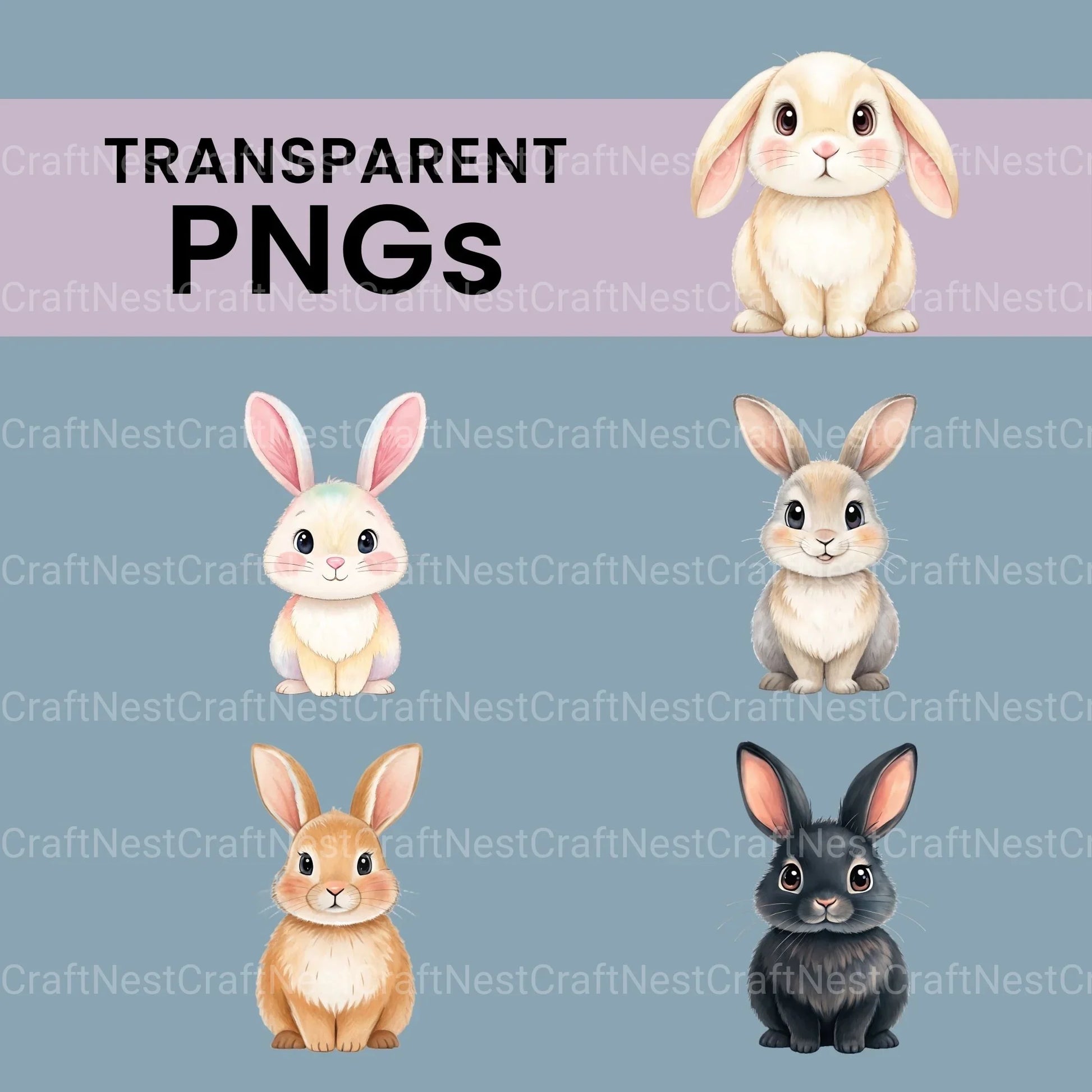Bunny Rabbits Clipart Bundle - CraftNest - Digital Crafting and Art