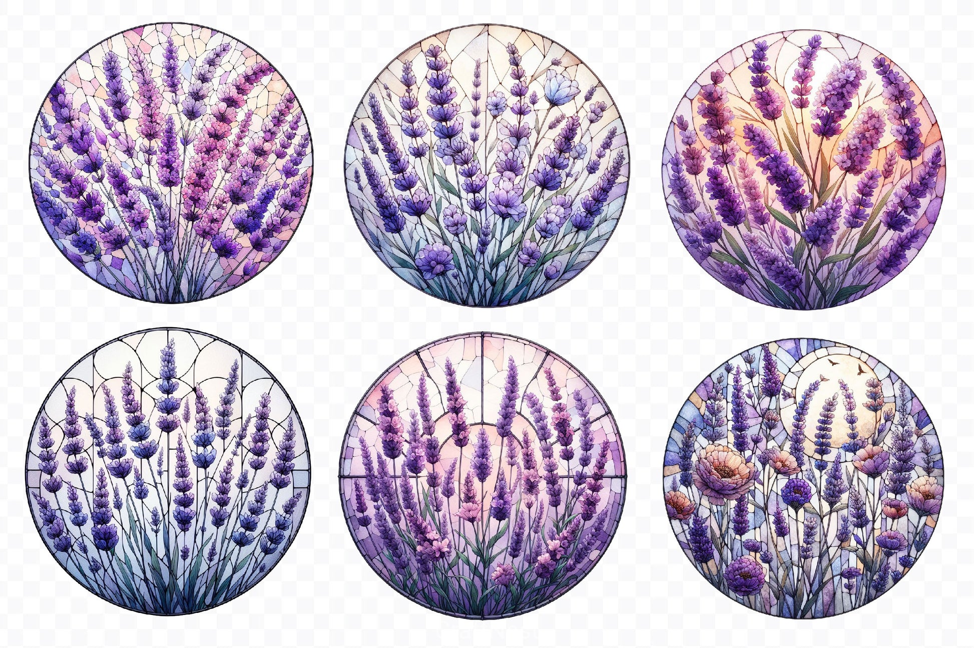 Lavender Flower Stained Glass Clipart Bundle - CraftNest - Digital Crafting and Art