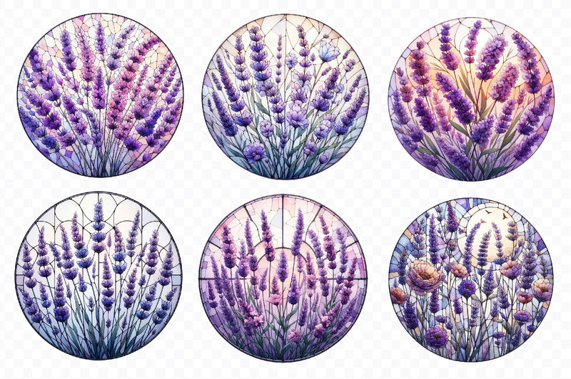Lavender Flower Stained Glass Clipart Bundle - CraftNest - Digital Crafting and Art