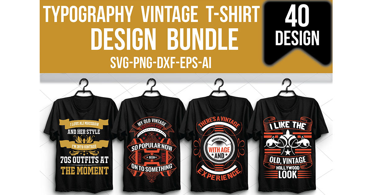 Typography Vintage T-Shirt Bundle - CraftNest - Digital Crafting and Art