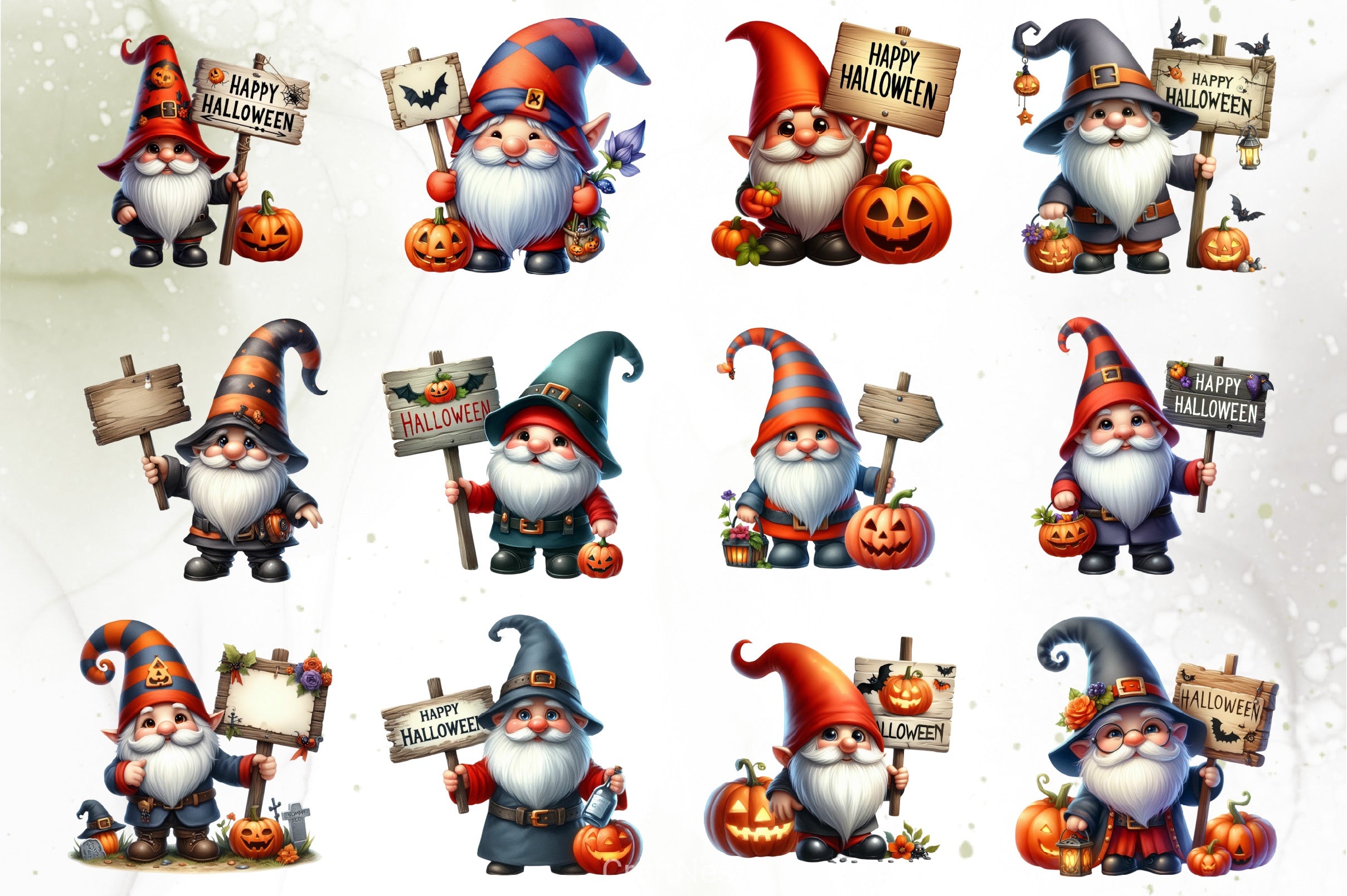 Halloween Gnome Sign Clipart Bundle - CraftNest - Digital Crafting and Art