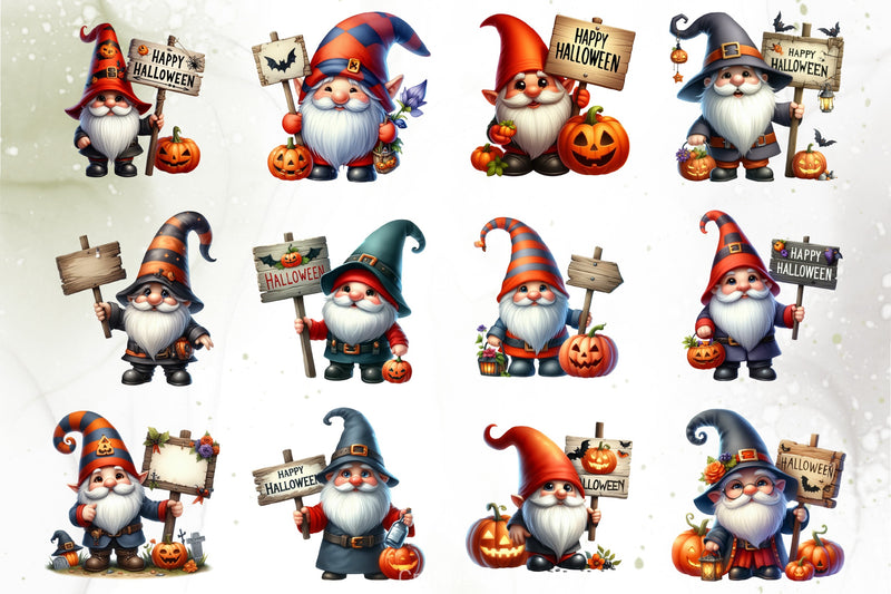 Halloween Gnome Sign Clipart Bundle - CraftNest - Digital Crafting and Art