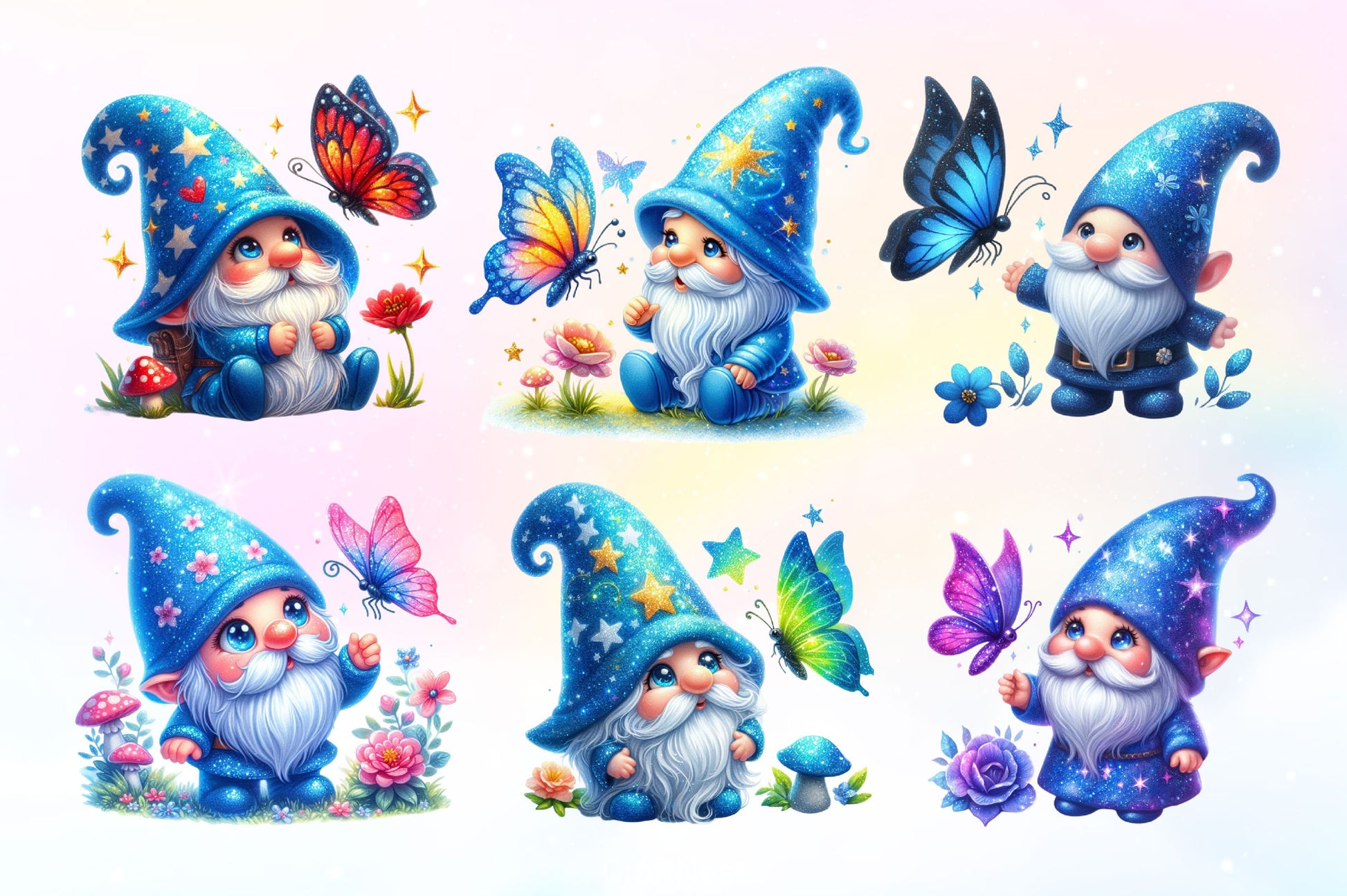 Cute Gnome With Butterfly Clipart Bundle 2 - CraftNest - Digital Crafting and Art
