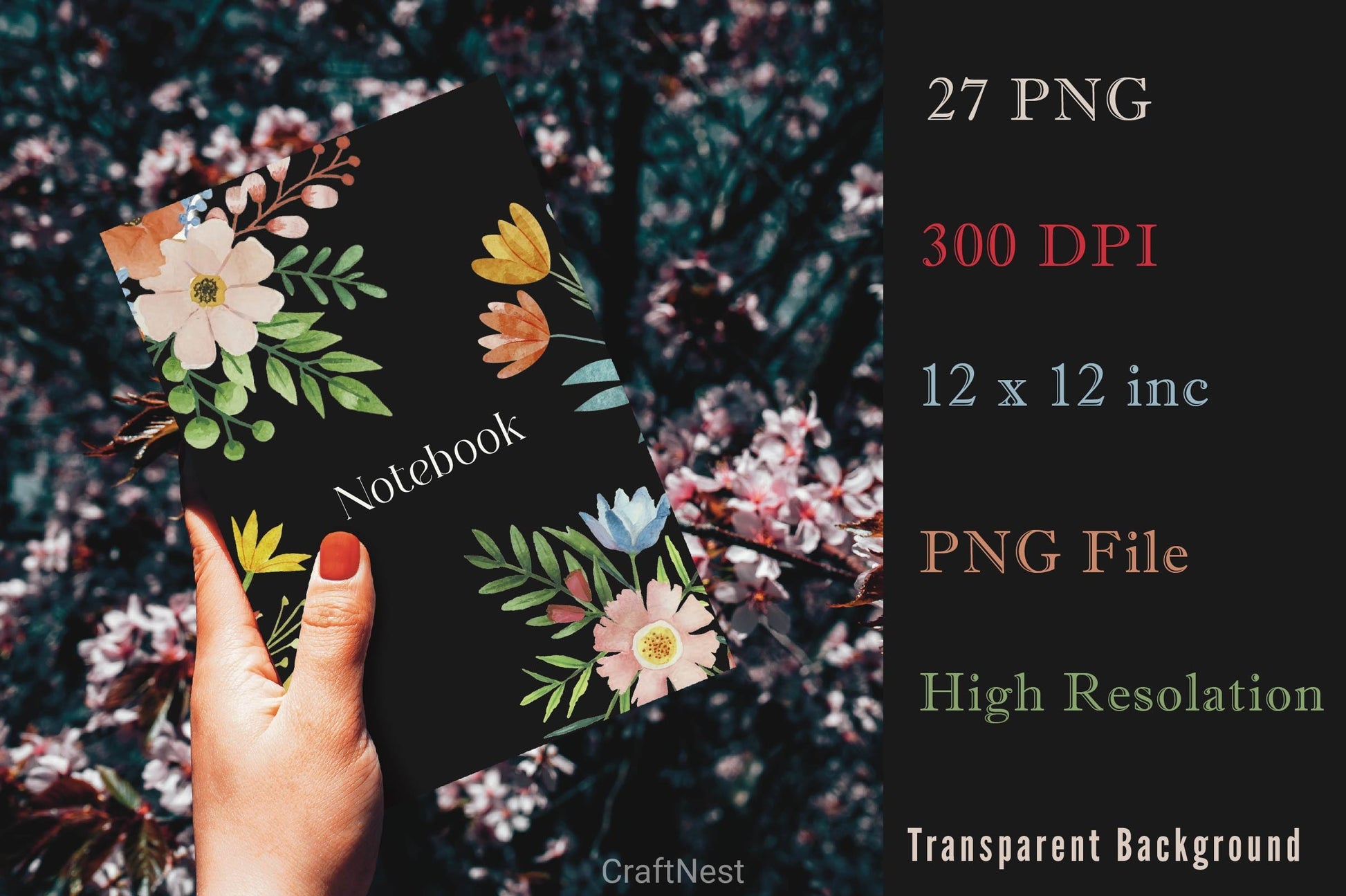 Pastel Folk Art Botanicals Flowers Clipart Bundle - CraftNest - Digital Crafting and Art