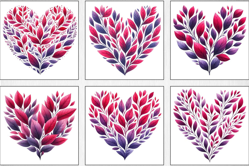 Heart Shaped Purple Leaf Clipart Bundle - CraftNest - Digital Crafting and Art