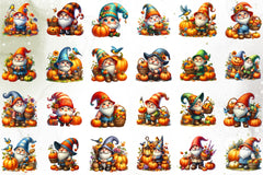 Cute Fall Gnome Clipart Bundle - CraftNest - Digital Crafting and Art