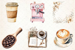 Boho Cafe Core Coffee Clipart Bundle - CraftNest - Digital Crafting and Art