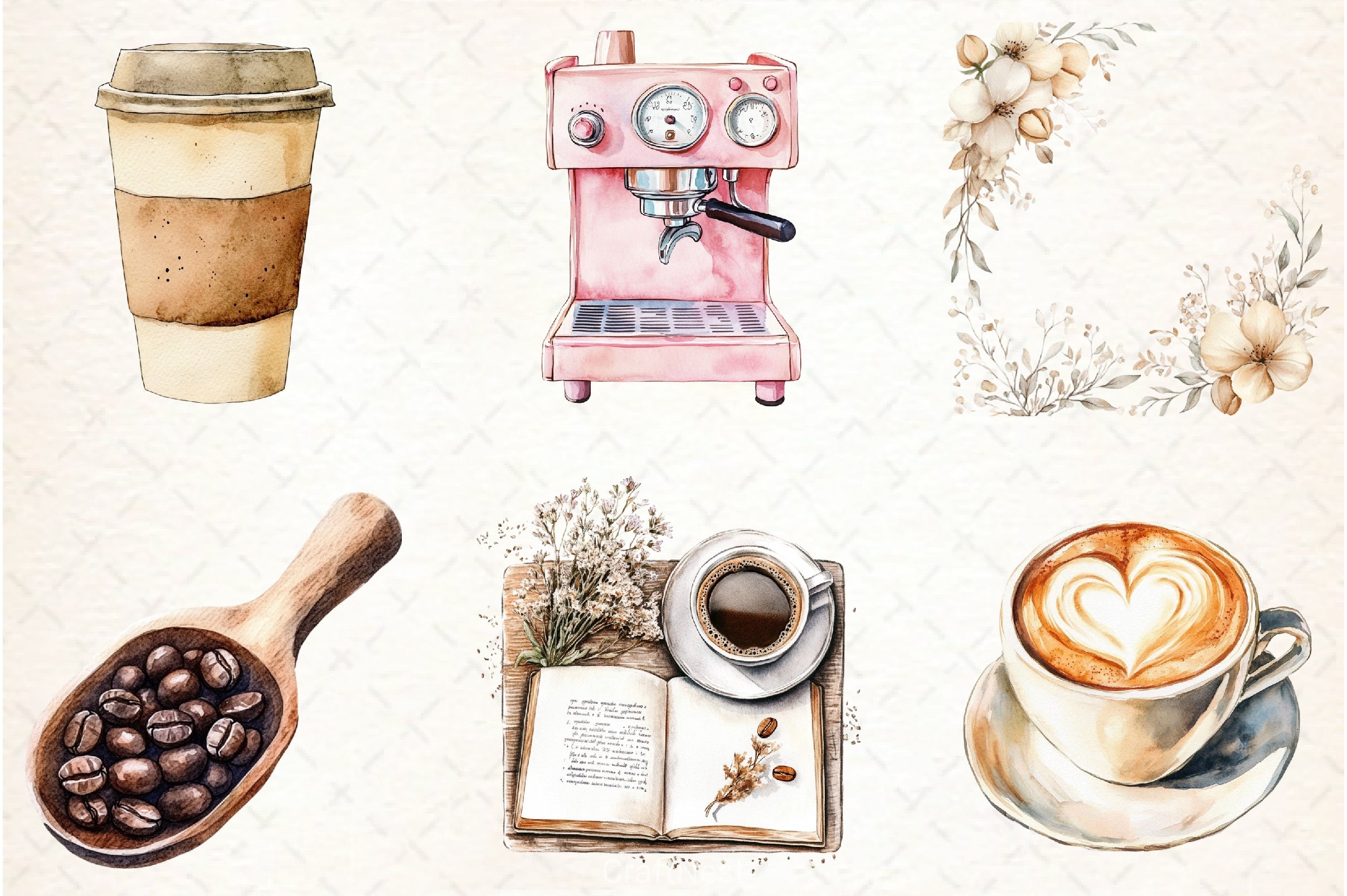 Boho Cafe Core Coffee Clipart Bundle - CraftNest - Digital Crafting and Art