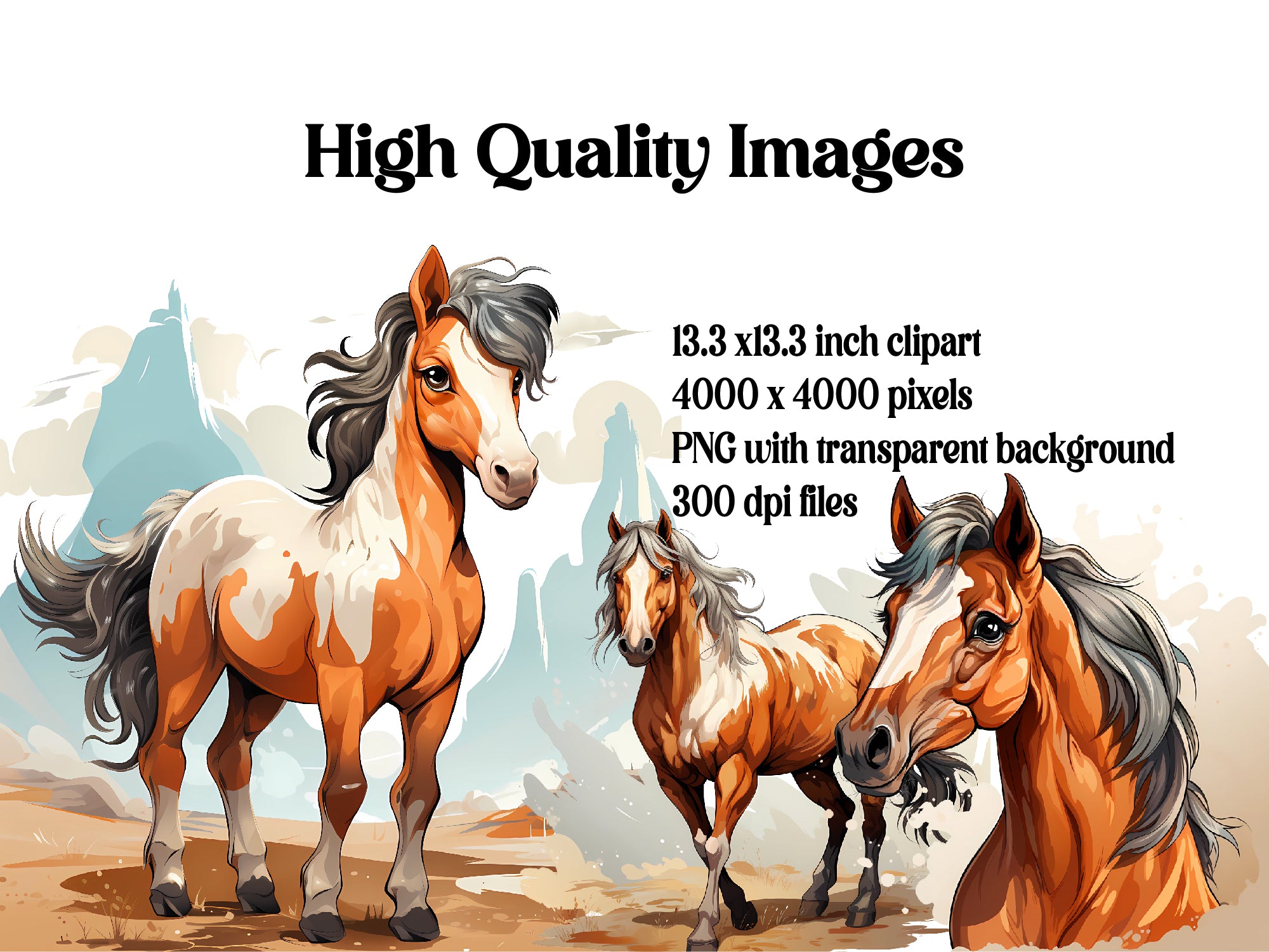 Cute Horses Clipart - CraftNest