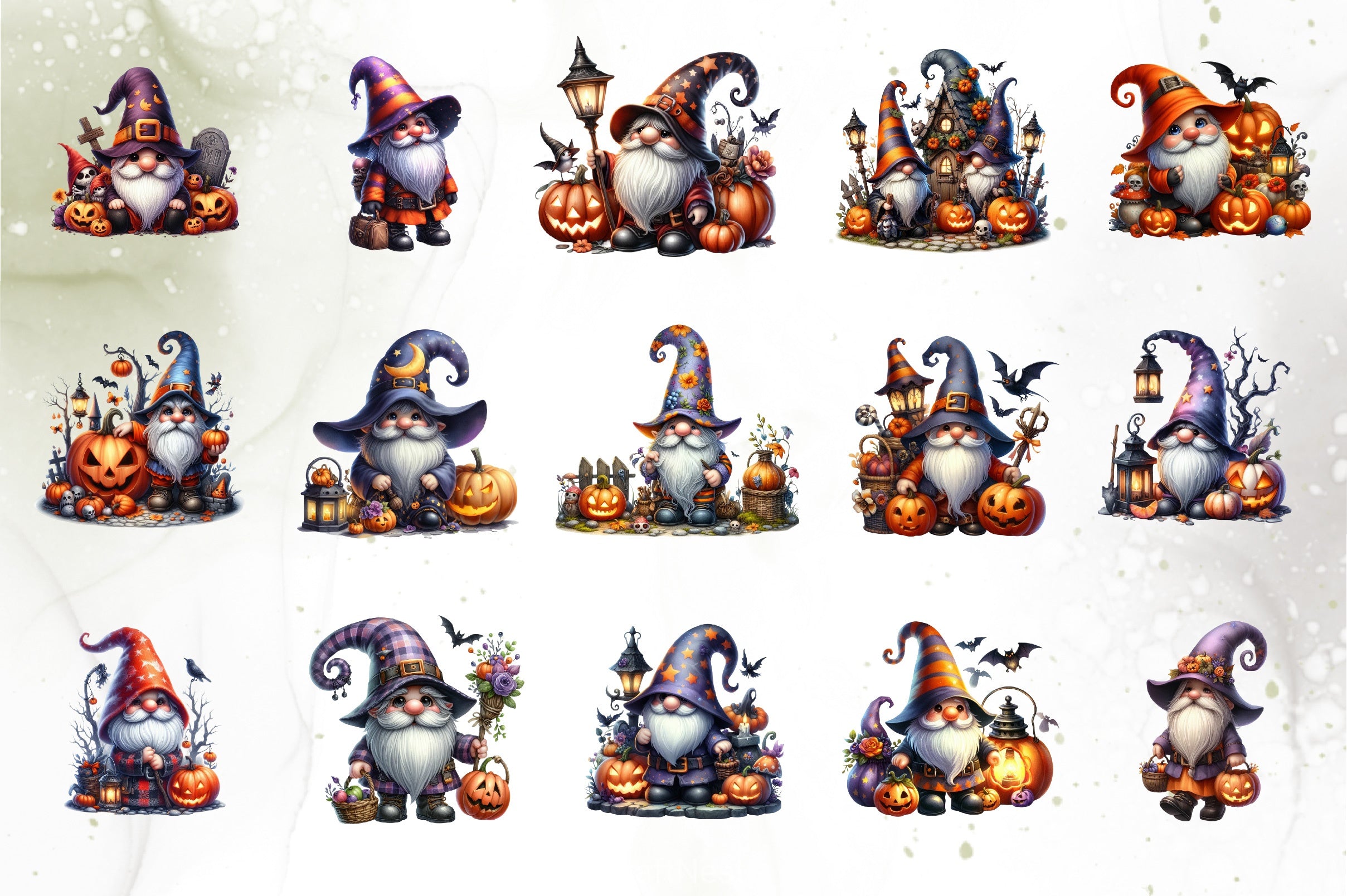 Cute Halloween Gnomes Clipart Bundle - CraftNest - Digital Crafting and Art