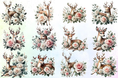Deer with Roses Clipart Bundle - CraftNest - Digital Crafting and Art