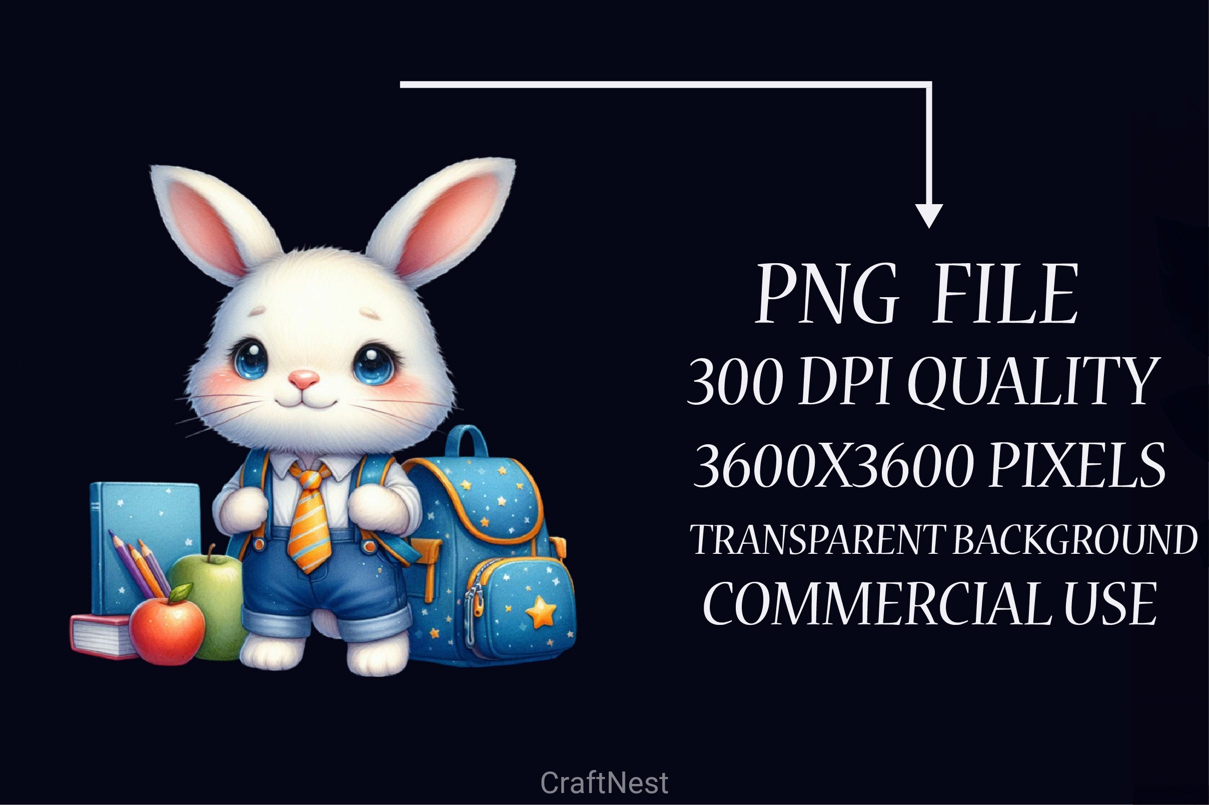 Student Bunny Clipart Bundle - CraftNest - Digital Crafting and Art