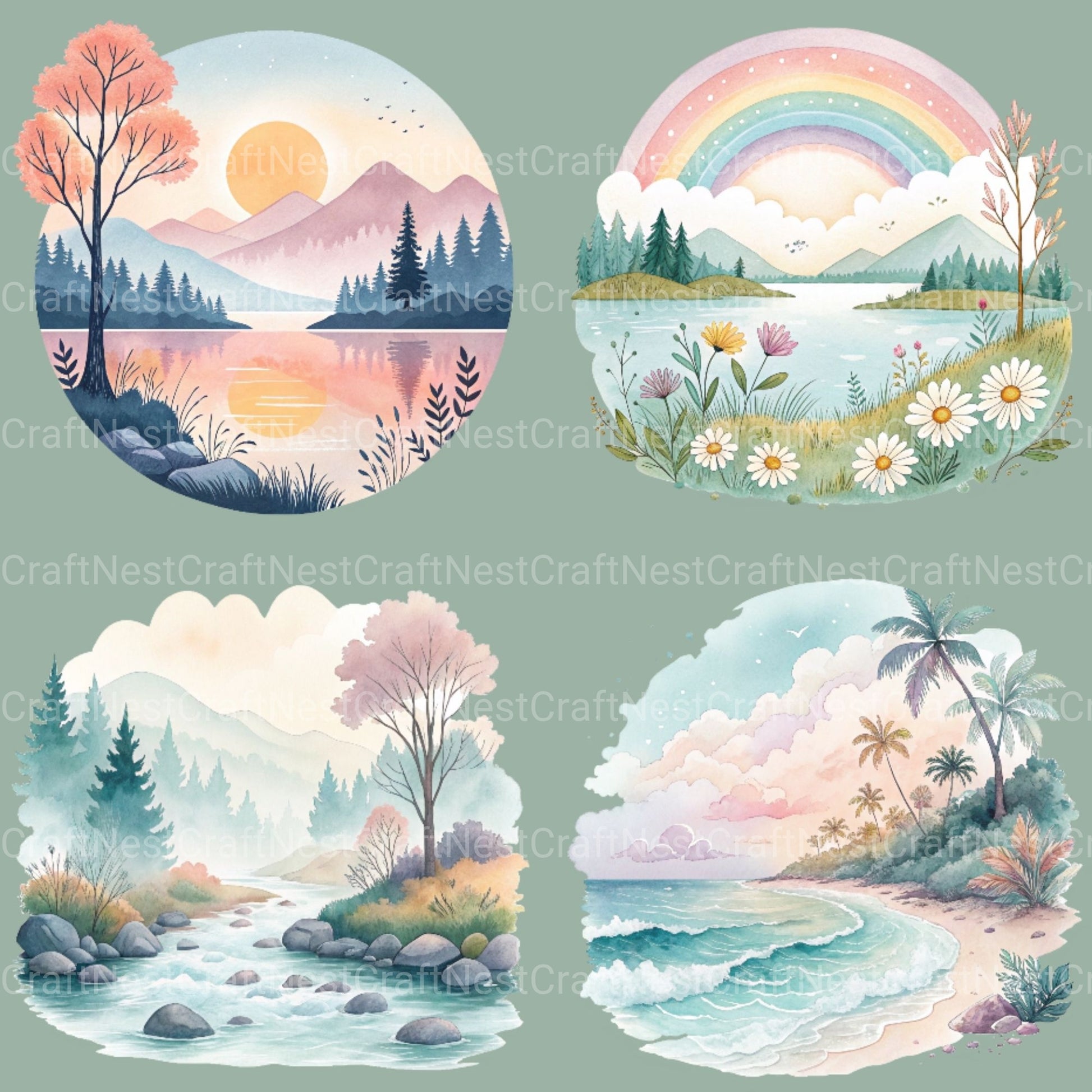 Dreamy Landscapes Clipart Bundle - CraftNest - Digital Crafting and Art