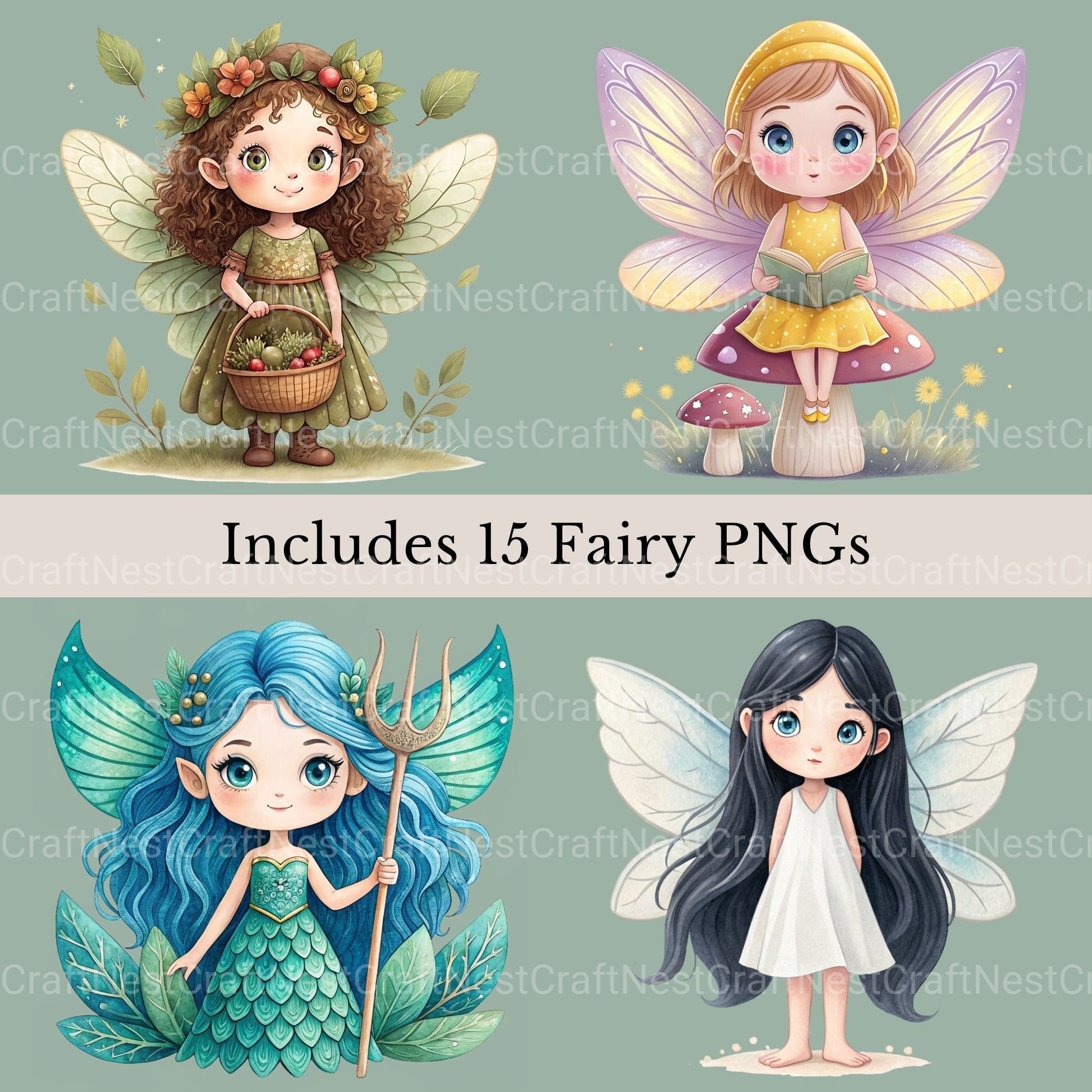Fairies Clipart Bundle - CraftNest - Digital Crafting and Art