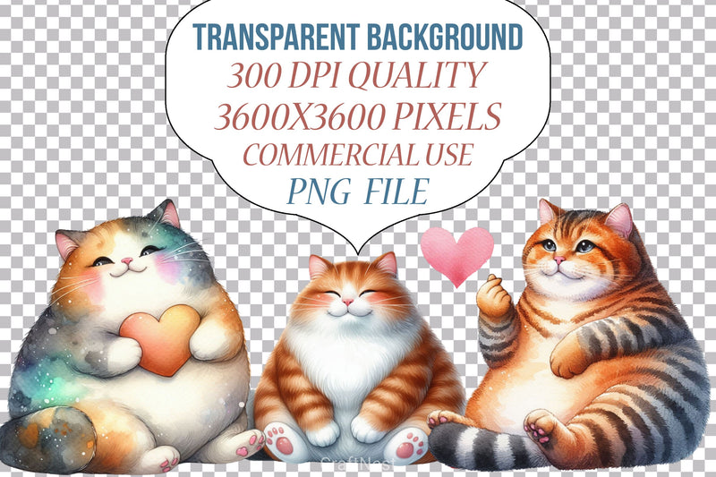 Valentine's Fat Cat Clipart Bundle - CraftNest - Digital Crafting and Art