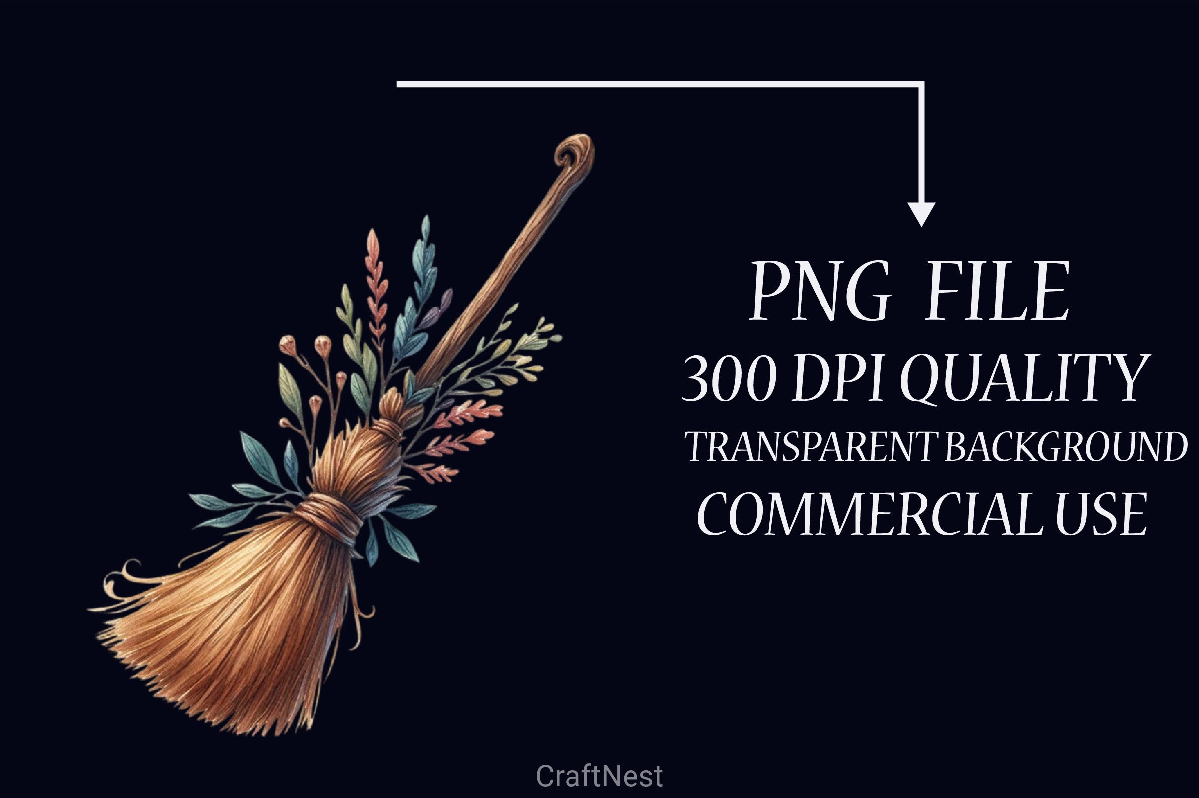 Halloween Witch Broom Clipart Bundle 2 - CraftNest - Digital Crafting and Art