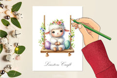 Cute Easter Animals On Swing Clipart Bundle - CraftNest - Digital Crafting and Art