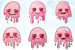 Valentine Drippy Smiley Face Clipart Bundle - CraftNest - Digital Crafting and Art