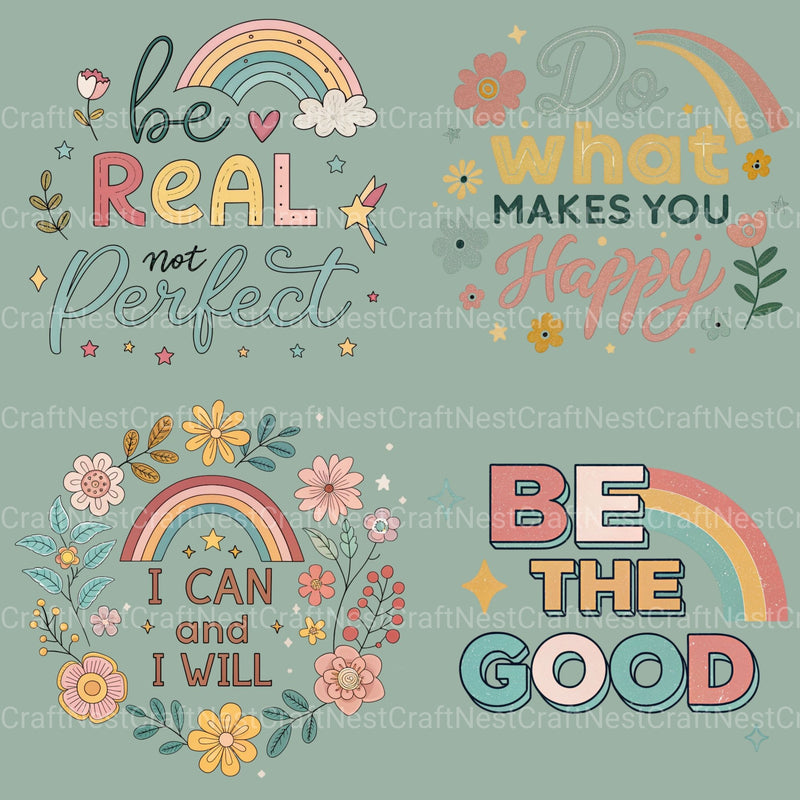 Retro Positive Words 2 Clipart Bundle - CraftNest - Digital Crafting and Art