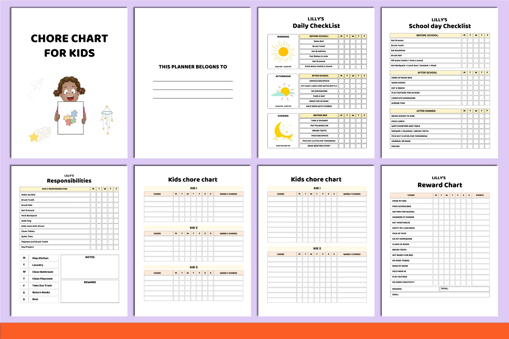 Chore Chart for Kids Planner