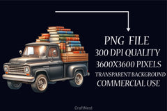 Books Truck Clipart Bundle - CraftNest - Digital Crafting and Art