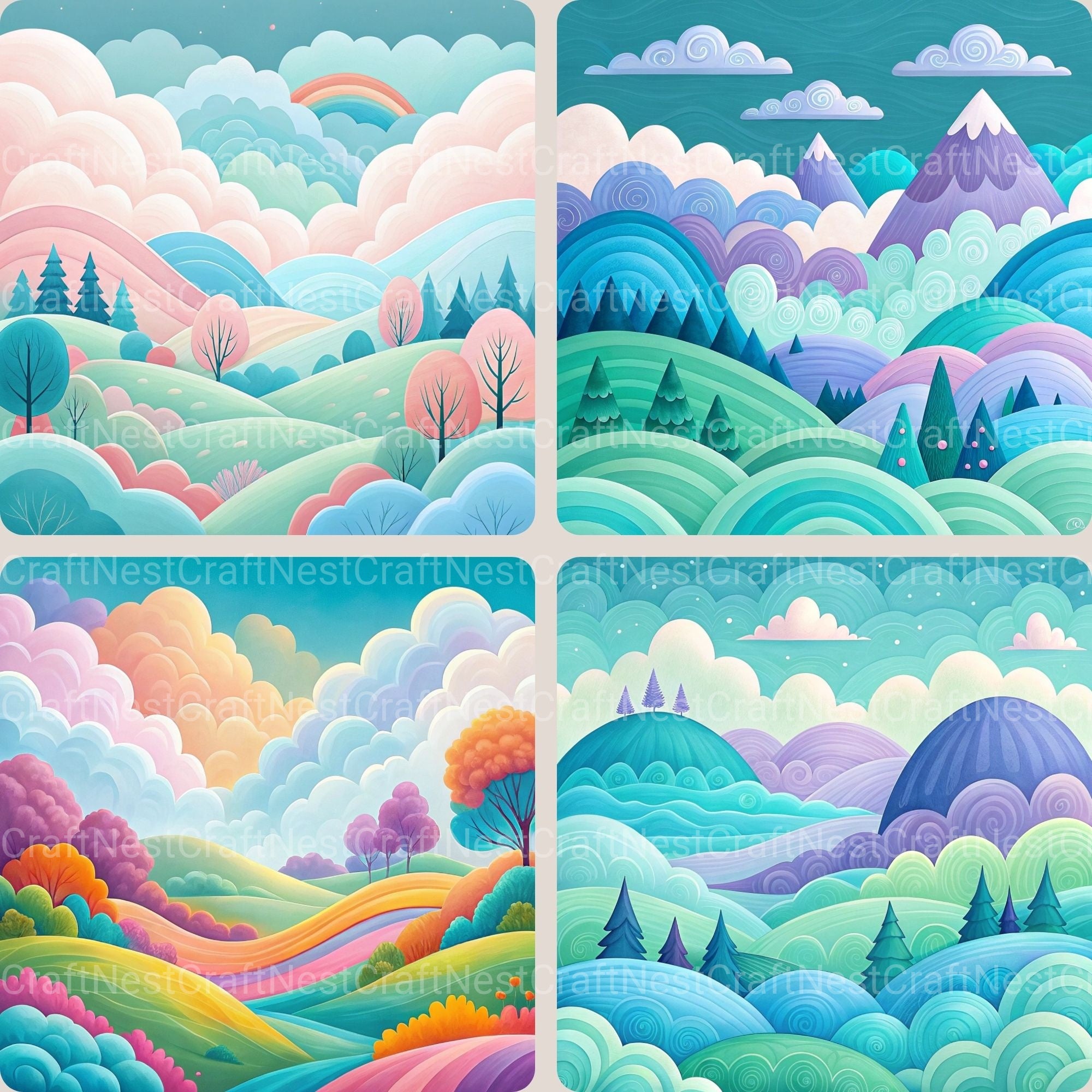 Whimsical Landscapes Clipart Bundle - CraftNest - Digital Crafting and Art
