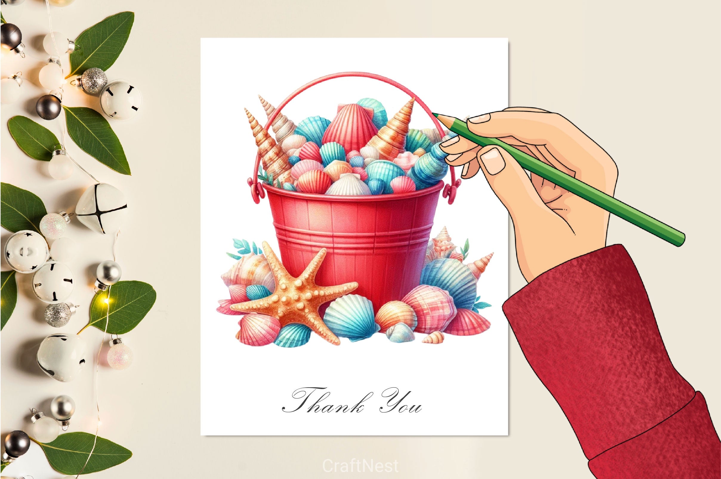 Seashells In A Bucket Clipart Bundle - CraftNest - Digital Crafting and Art