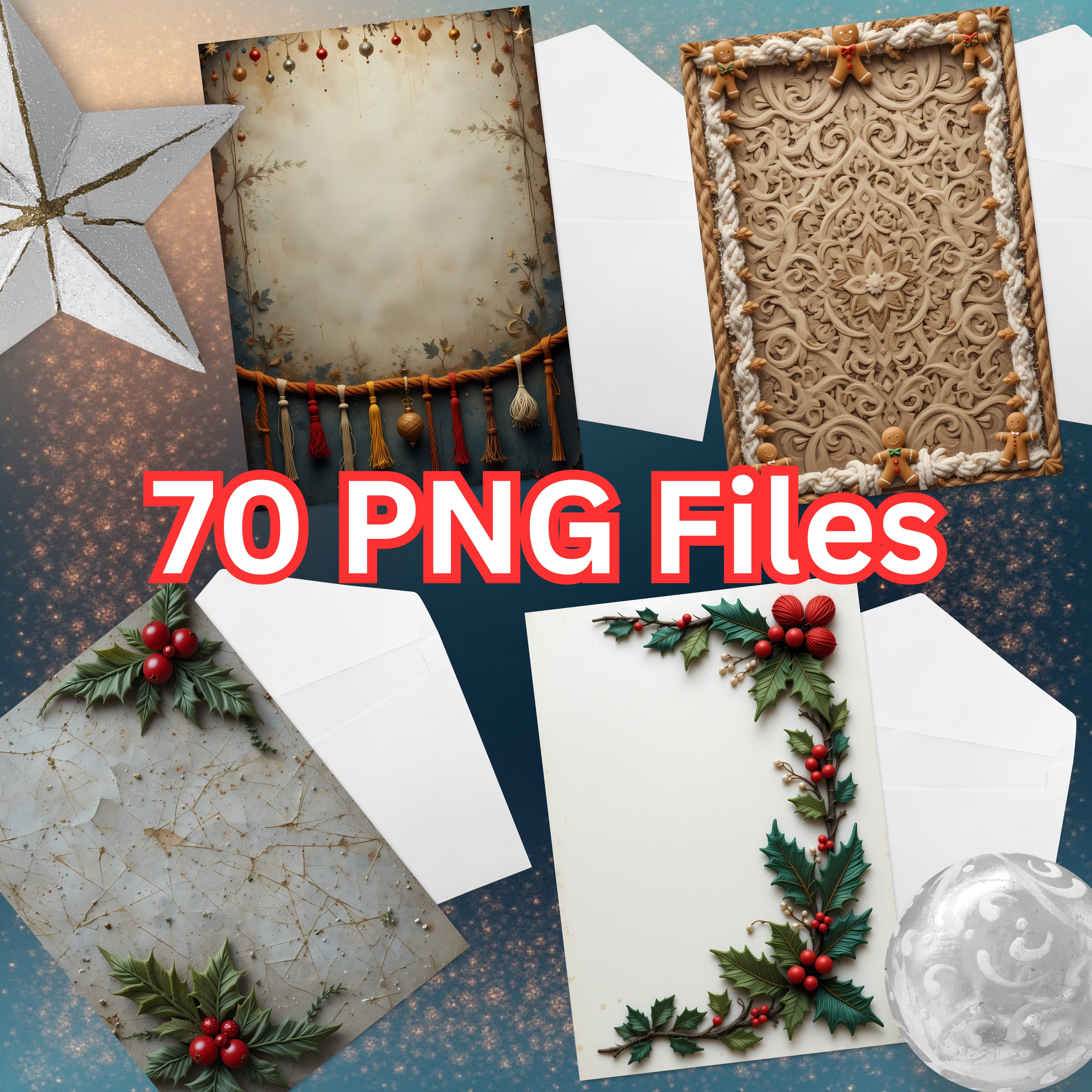 Christmas Faux Yarn Borders Clipart Bundle