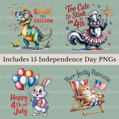 4Th Of July Animals 2 Clipart Bundle - CraftNest - Digital Crafting and Art