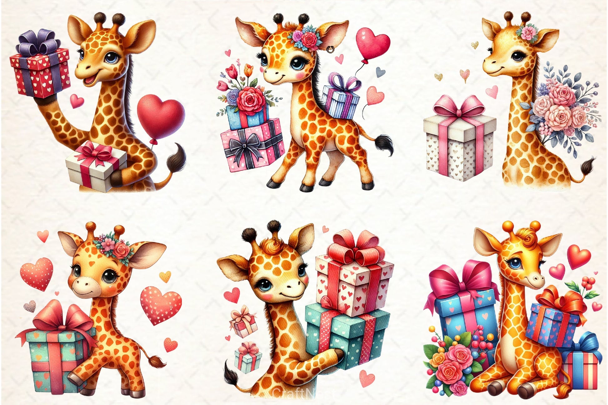 Funny Valentine Giraffe Clipart Bundle - CraftNest - Digital Crafting and Art