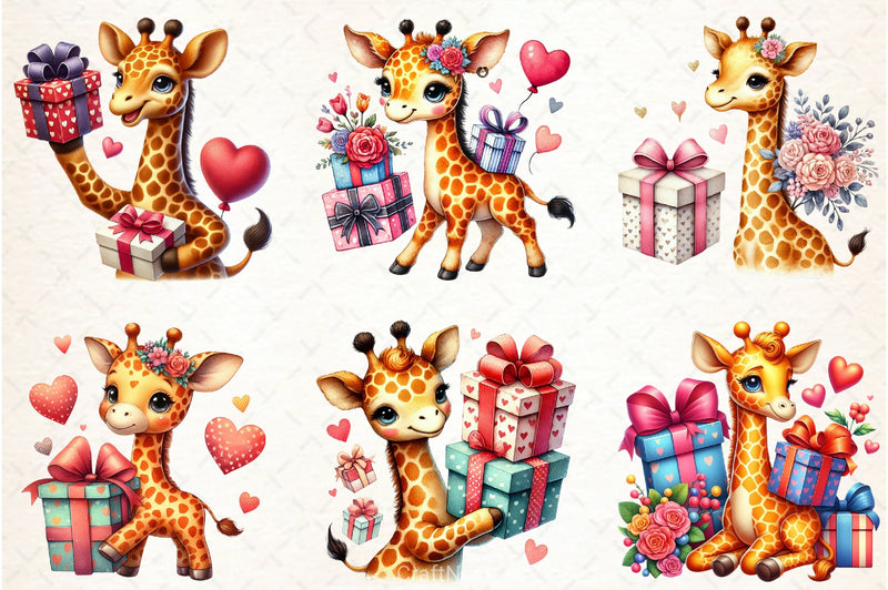 Funny Valentine Giraffe Clipart Bundle - CraftNest - Digital Crafting and Art