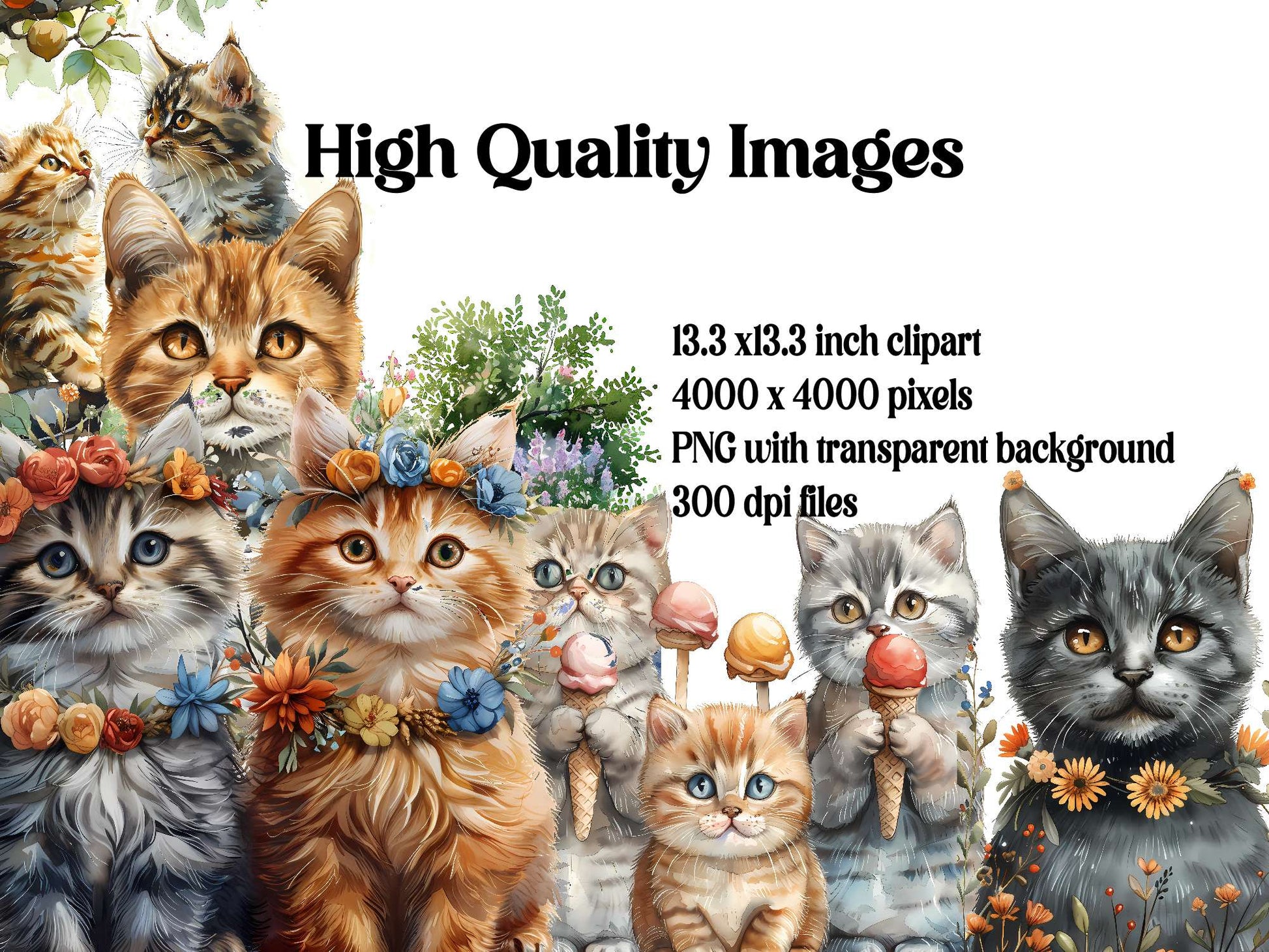 Cats Summer Clipart - CraftNest - Digital Crafting and Art