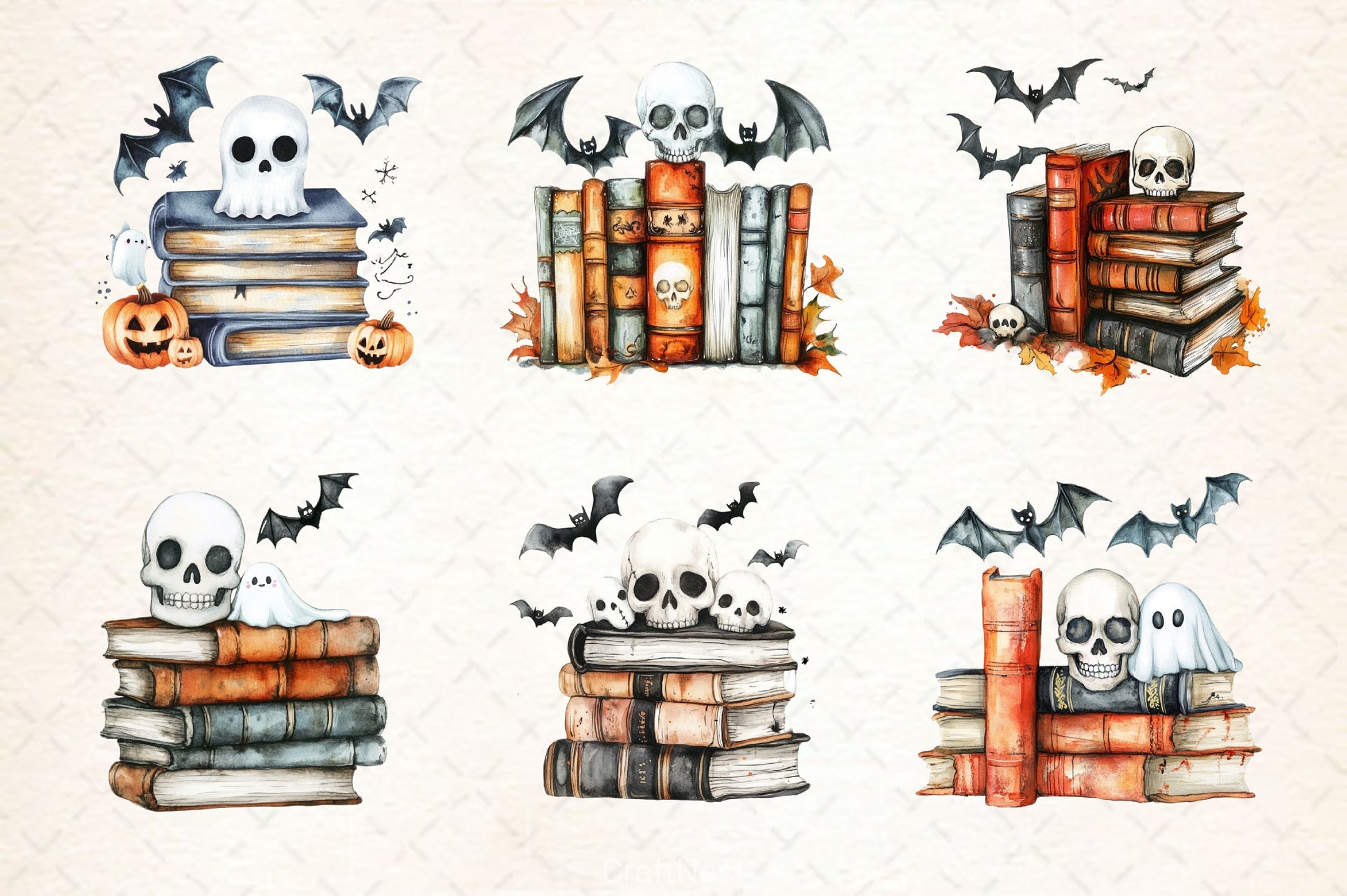 Skull Spell Books Spooky Halloween Copy Clipart Bundle - CraftNest - Digital Crafting and Art