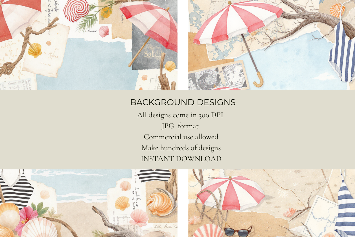 Seaside Holiday Junk Journal Papers