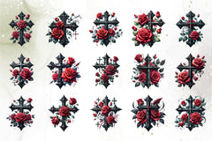 Gothic Cross & Rose Clipart Bundle - CraftNest - Digital Crafting and Art