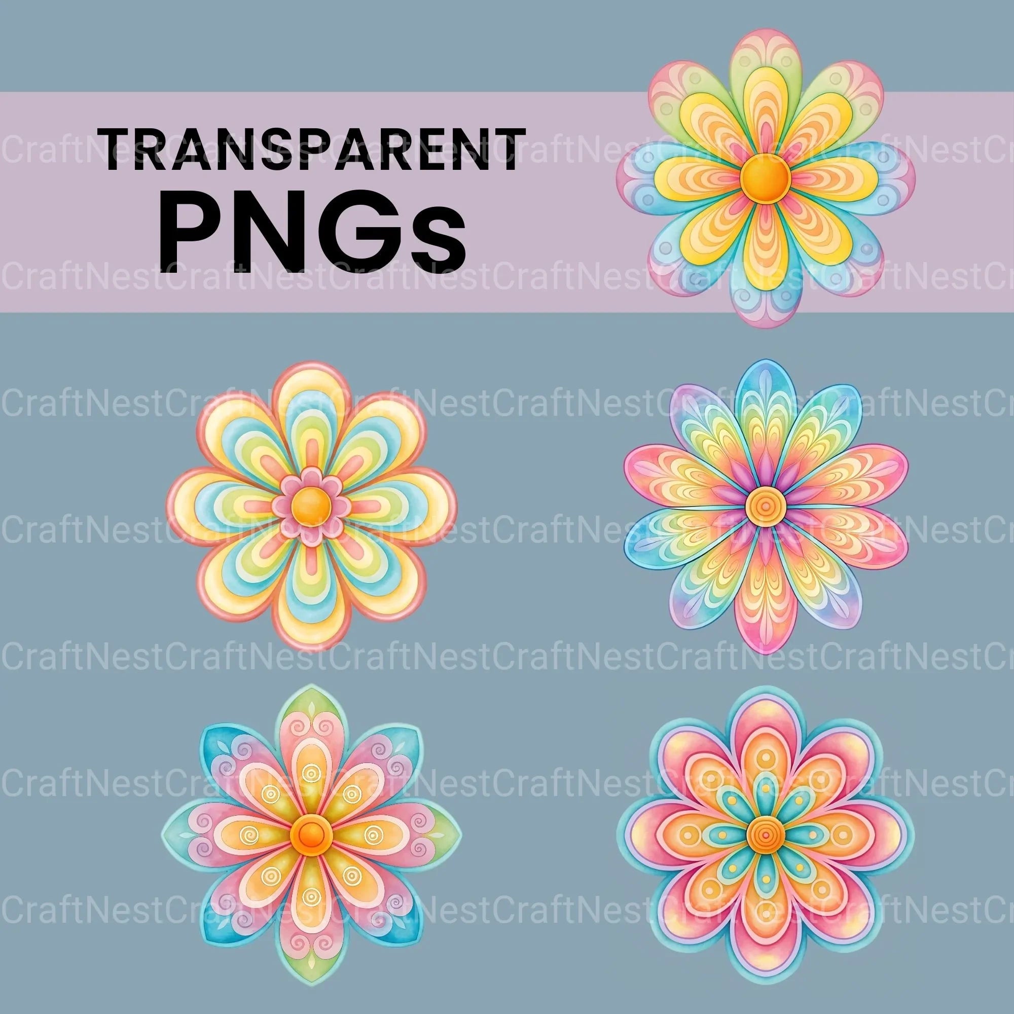 Groovy Flowers Clipart Bundle - CraftNest - Digital Crafting and Art