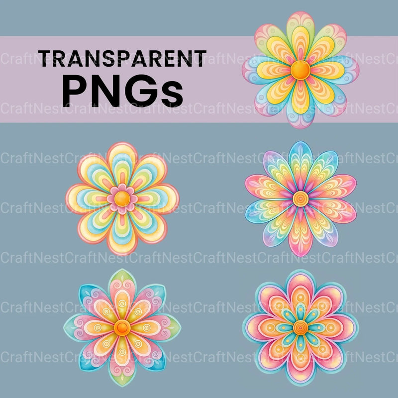 Groovy Flowers Clipart Bundle - CraftNest - Digital Crafting and Art