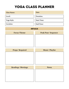Yoga Class Planner - CraftNest - Digital Crafting and Art