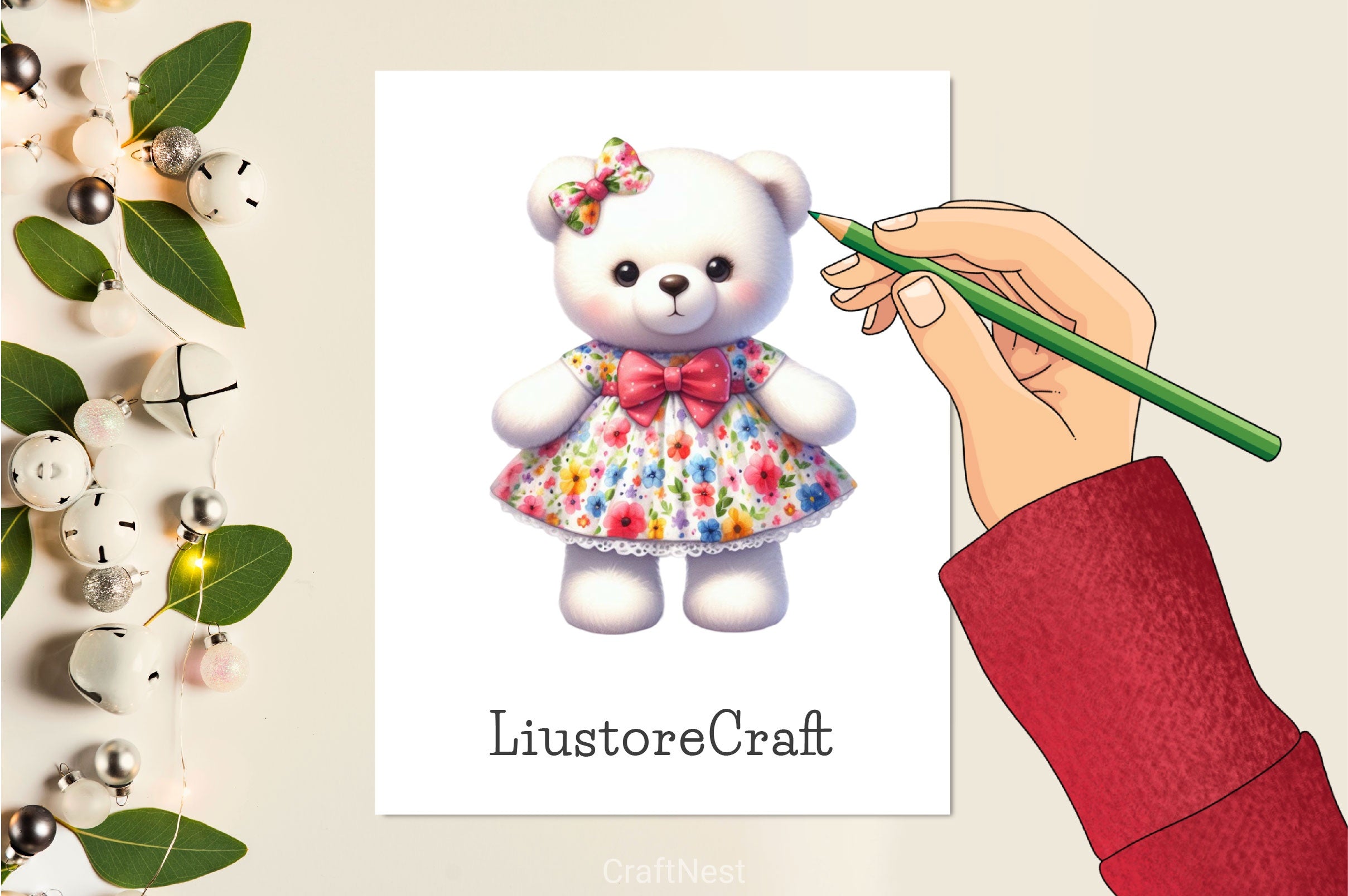 Cute White Teddy Bear Clipart Bundle - CraftNest - Digital Crafting and Art
