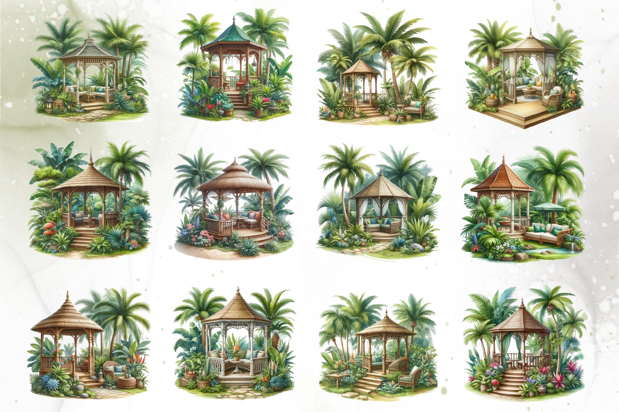 Pavilion Garden Flowers Clipart Bundle - CraftNest - Digital Crafting and Art