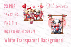 Valentines Animals On Swings Clipart Bundle - CraftNest - Digital Crafting and Art