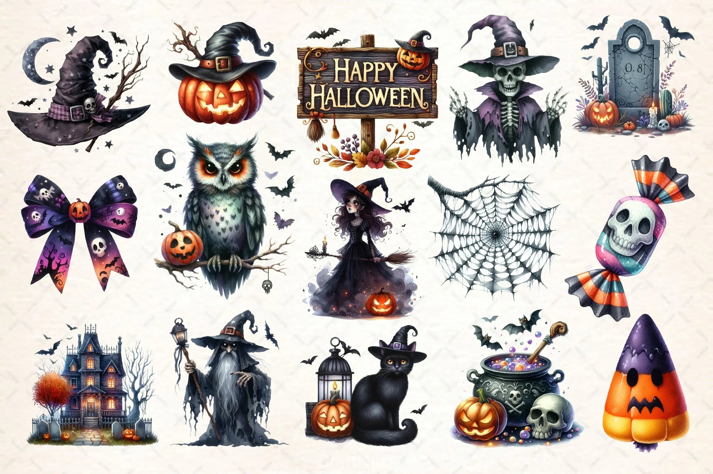 Cute Halloween Clipart Bundle 6 - CraftNest - Digital Crafting and Art