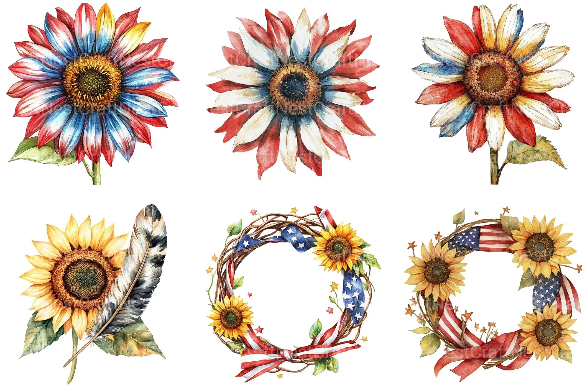Sunflower 4th of July Clipart - CraftNest - Digital Crafting and Art