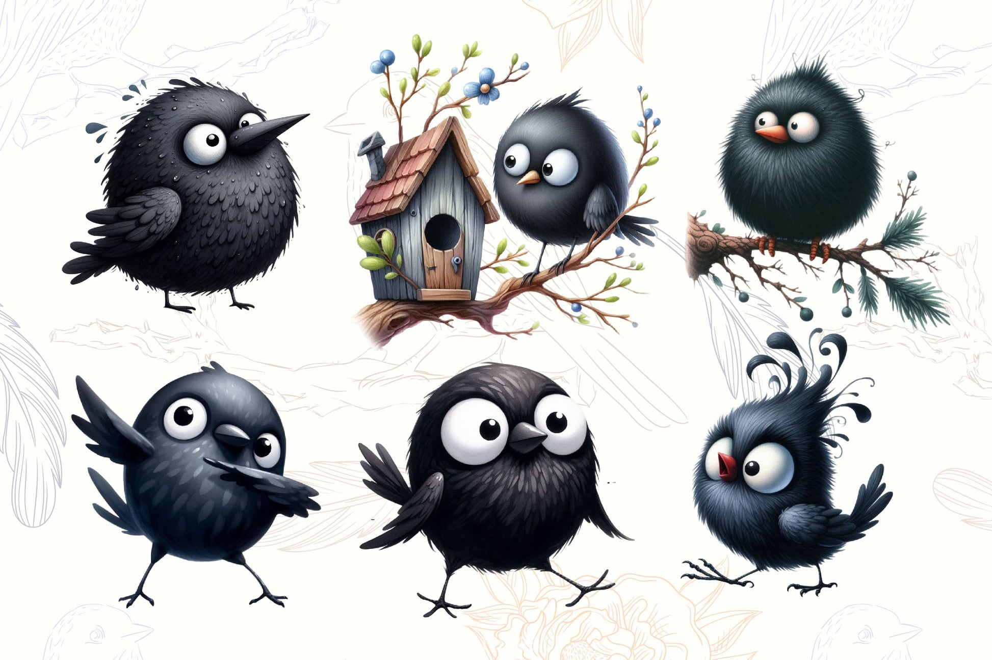 Funny Black Birds Clipart Bundle 2 - CraftNest - Digital Crafting and Art