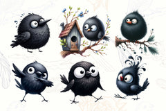 Funny Black Birds Clipart Bundle 2 - CraftNest - Digital Crafting and Art