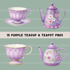Tea Purple Clipart Bundle - CraftNest - Digital Crafting and Art