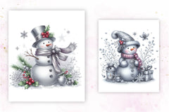 Silver Christmas Snowman Clipart Bundle 1 - CraftNest - Digital Crafting and Art