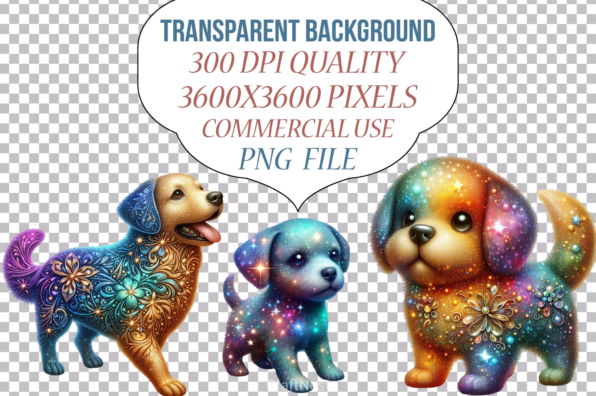Glitter Dogs Clipart Bundle - CraftNest - Digital Crafting and Art