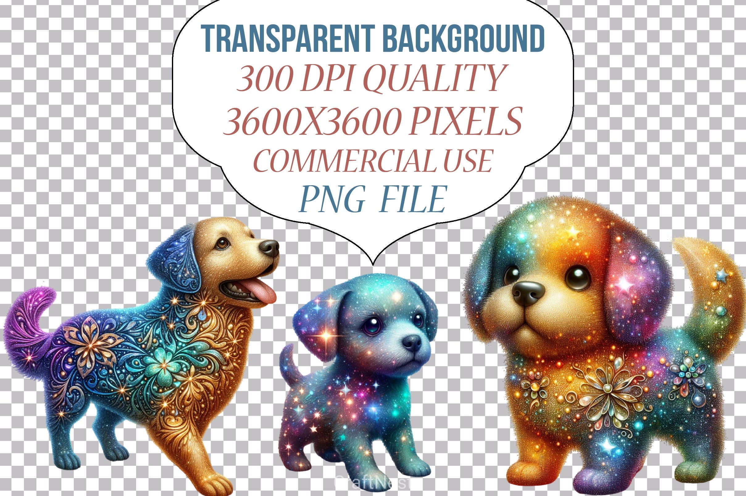 Glitter Dogs Clipart Bundle - CraftNest - Digital Crafting and Art